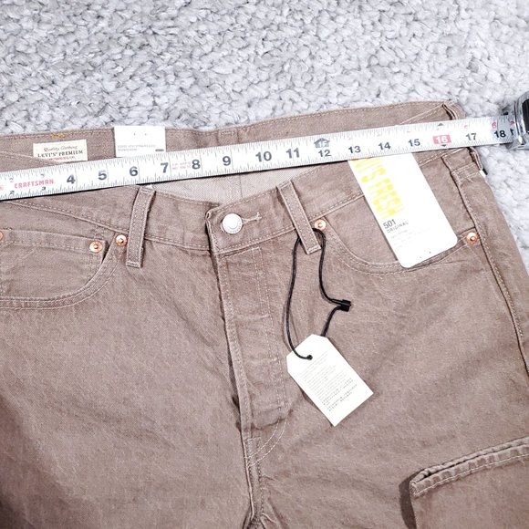 Levi's Fresh 501 Original Jeans Men's 34 x 32 Light Brown Straight Button Fly - Picture 8 of 13